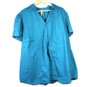 Size: 4X - Turquoise Button up Blouse